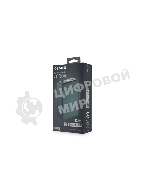 Портативный аккумулятор OLMIO QX-20, 20000mAh, 22.5W, QuickCharge3.0/PowerDelivery, LCD, темно-зеленый