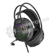 Проводные наушники Borofone BO105 Thunder черный, полноразмерные, RGB-подсветка