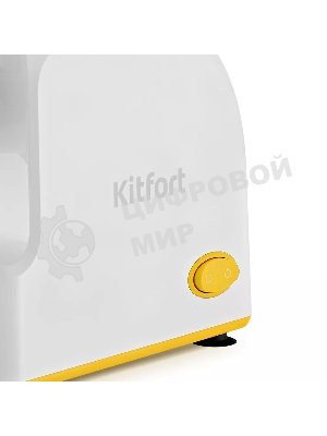 Мясорубка электрическая Kitfort КТ-2113-2 белый/желтый, 1000 Вт, 1.2 кг/мин, реверс, защита от перегрузки, насадки - 4