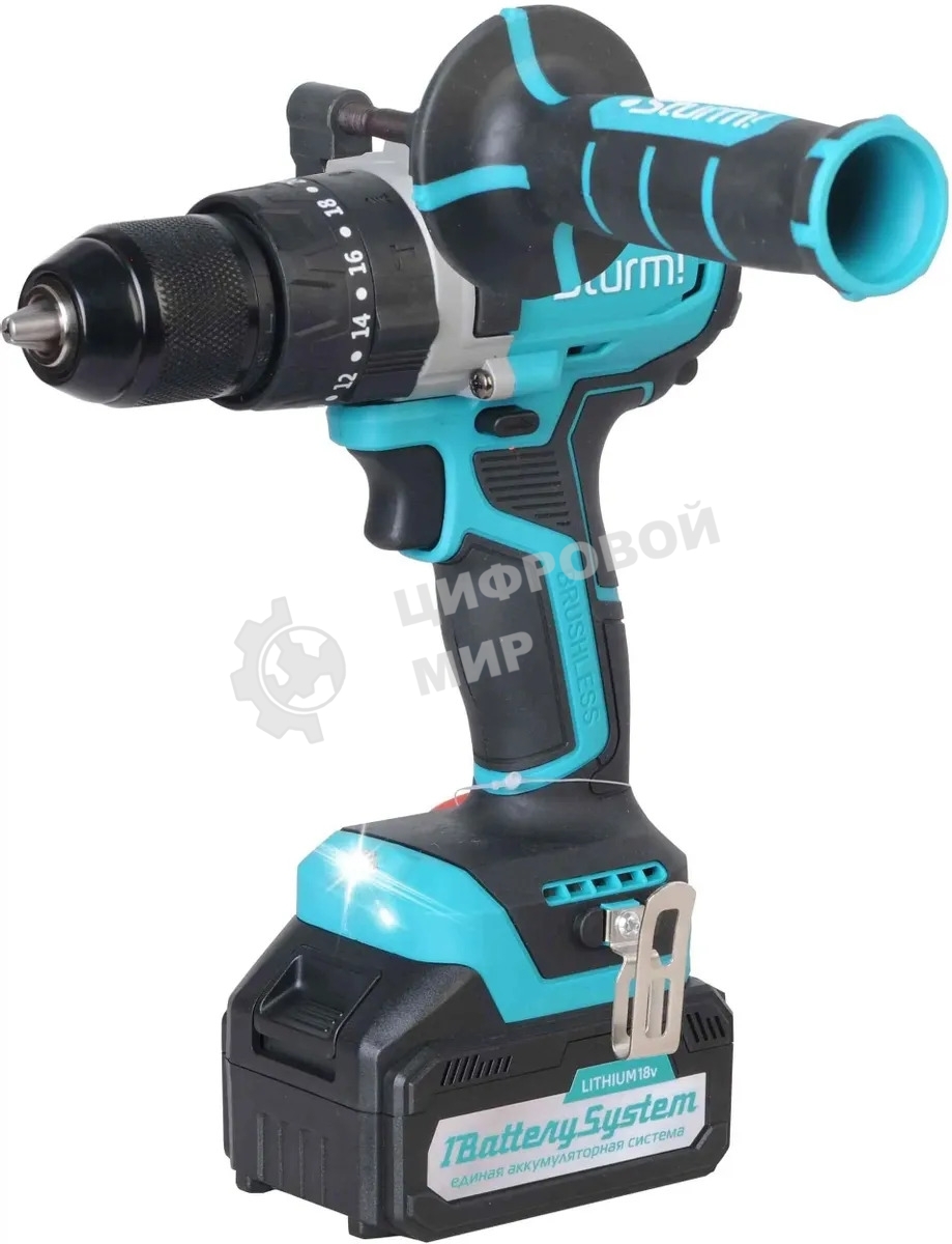 Дрель-шуруповерт Sturm CD2080, 18 В, 3 Ач, 80 Нм, бесщеточный