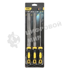 Набор напильников Deli DL352083 3шт инструментальная сталь T12, обрезиненная пластиковая рукоятка