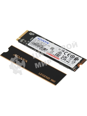 Накопитель SSD ADATA LEGEND 960, 1Tb, PCIe 4.0 x4, M.2 2280, NVMe, R/W 7400/6000, с радиатором