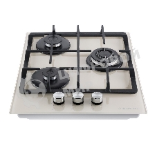 Газовая варочная панель Maunfeld EGHG.43.33CBG/G газ, ширина 45 см, 3 конфорки, WOK, чугунные решетки, газ-контроль, электроподжиг, бежевый