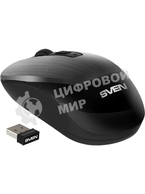 Мышь беспроводная SVEN RX-380W серый металлик, 1600 dpi, радиоканал, USB, кнопки - 4