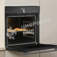 Встраиваемая электрическая духовка Gorenje BP6138B, объем 77 л, макс. температура 320 градусов, сенсорное/поворотное управление, Wi-Fi, пиролитическая очистка, телескопические направляющие на одном уровне, термощуп, AirFry, автоматические программы, динамическая система охлаждения, многоуровневое приготовление, PerfectGrill, энергоэффективность А+, черный