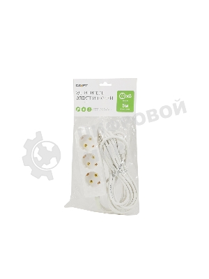 Удлинитель сетевой СТАРТ S 3x5-Z --20 dg, 3 розетки, до 10А, 5м, с заземлением, белый