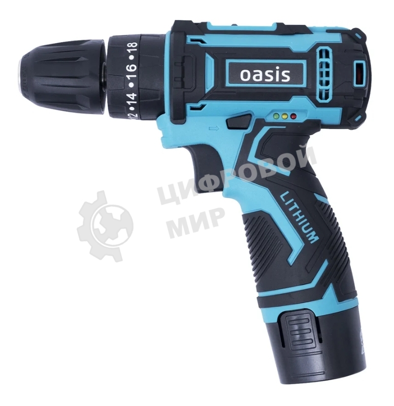 Дрель-шуруповерт Oasis ASD-12S, 12 В, 2 Ач, 22 Нм, щеточный