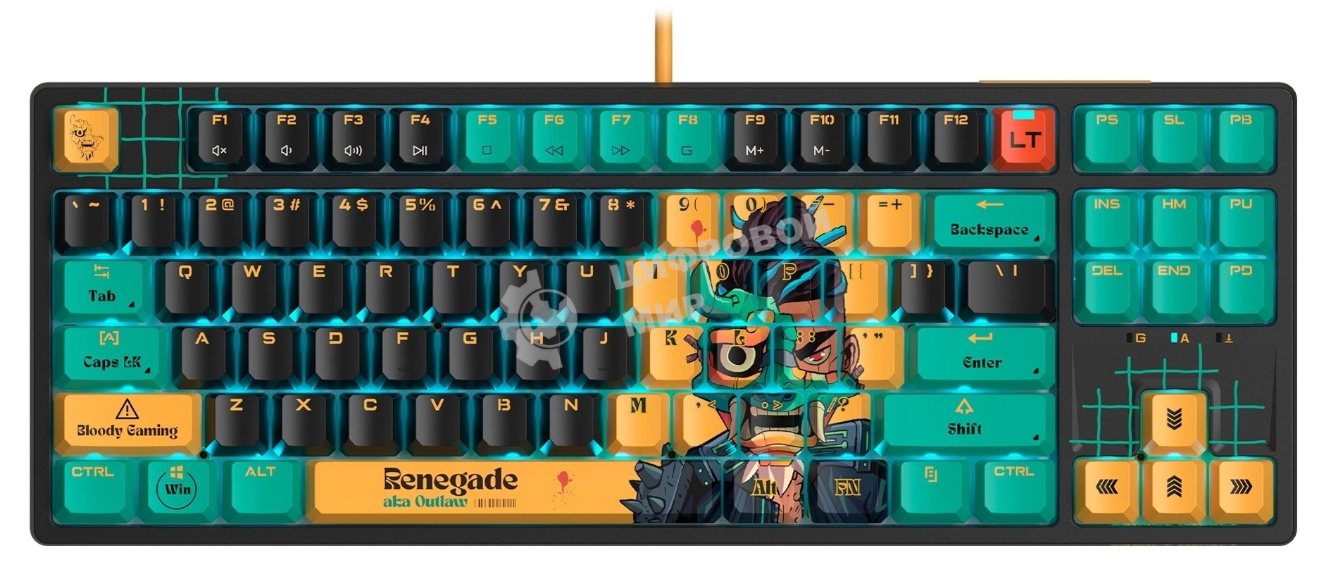 Клавиатура A4Tech Bloody AT87 Renegade проводная USB черный/зеленый