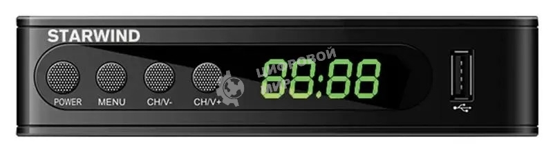 Приставка для цифрового ТВ Starwind CT-200 черный, DVB-T2, DVB-T, DVB-C, HDMI, USB 2.0 х2