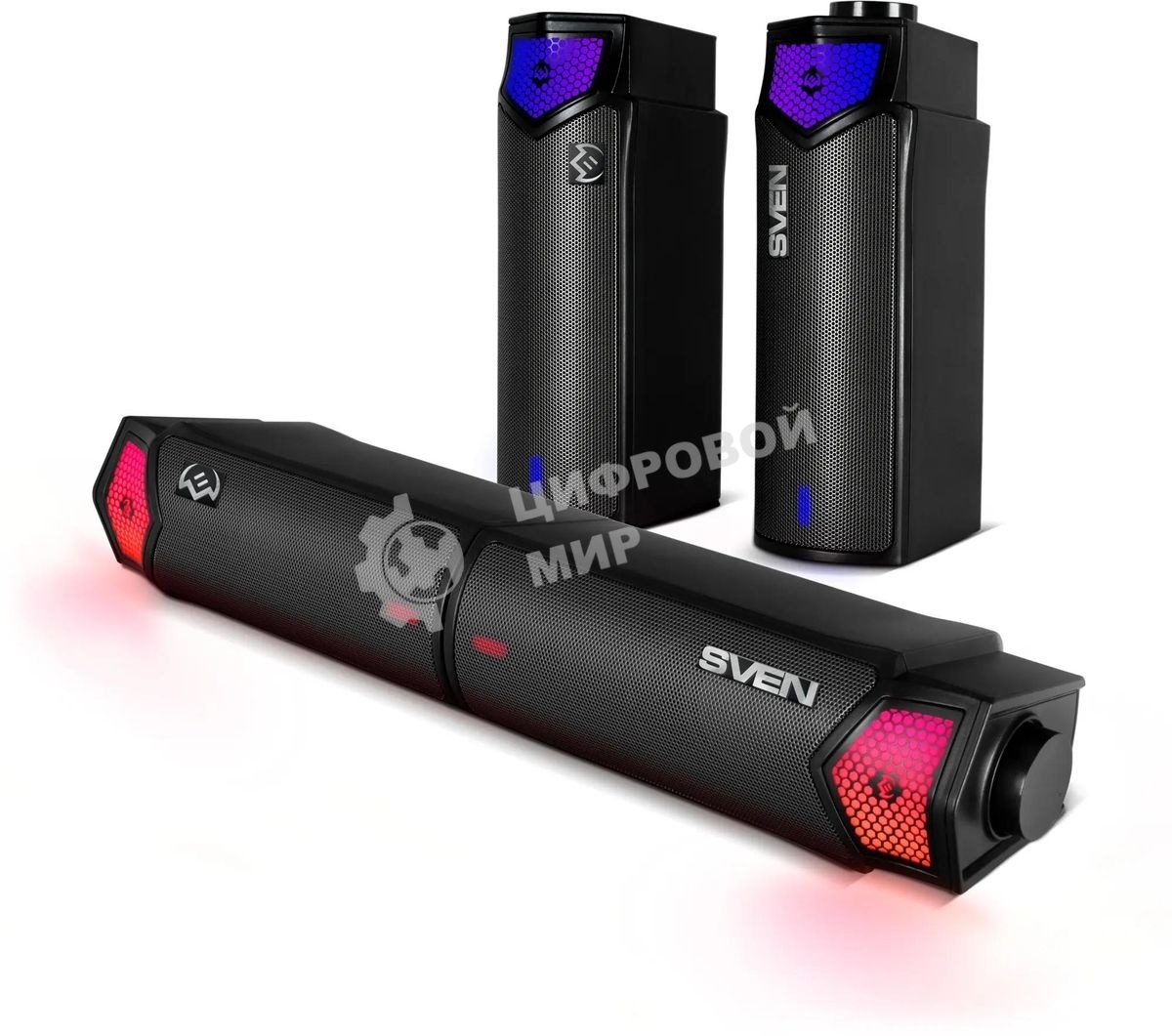 Саундбар мини SVEN SB-G1450, черный (10 Вт, питание USB, Bluetooth, подсветка)