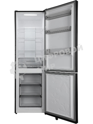 Холодильник Hyundai CC35083F черное стекло двухкамерный 240/95л морозилка снизу, No Frost