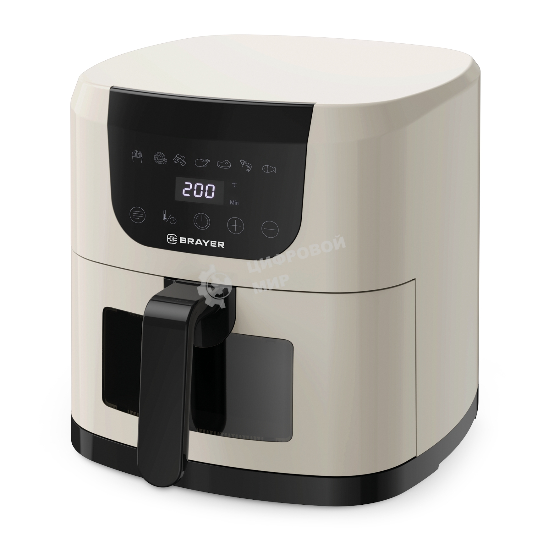 Аэрогриль Brayer 2043BR бежевый, 1500 Вт, 5 л, сенсор, 7 программ