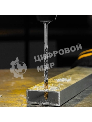 Сверло спиральное по металлу Denzel 7,5 х 156 мм, Р6М5, Golden Tip, удлиненное