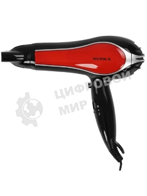 Фен SUPRA PHS-2206L черный/красный, 2200 Вт, ионизация