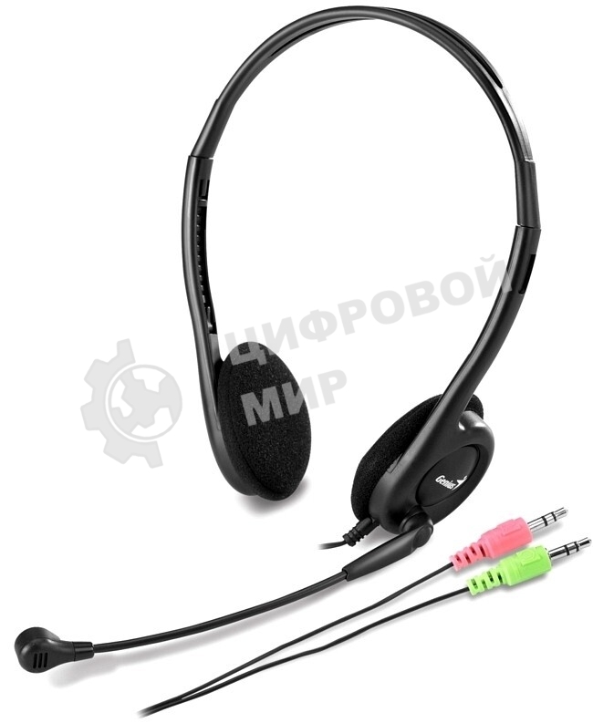 Гарнитура Genius HS-200C чёрный, проводная, 2 x mini jack 3.5 мм, подвижный микрофон