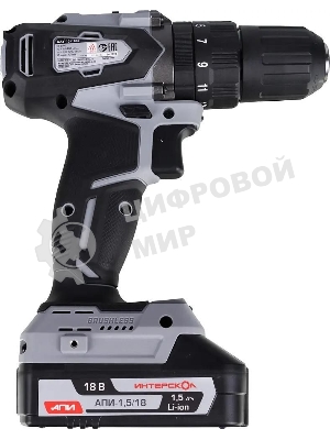 Дрель-шуруповерт ИНТЕРСКОЛ ДАУ-13/18ВК, 18 В, 1,5 Ач, 45 Нм, щеточный, ударный