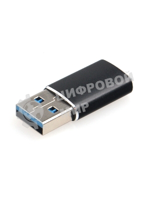Переходник USB3.1 Cablexpert A-USB3.1-AMCF, AM/Type-C(F), 5 Гбит/с, QC3.0, метал.корпус, Pro, черный, пакет
