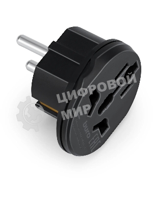 Адаптер-переходник Buro BU-PA01-B, 1 розетка, черный (пакет ПЭ)