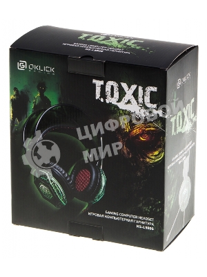 Гарнитура Oklick HS-L500G зелёный/чёрный, проводная, USB/3.5 мм