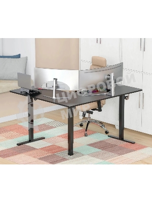 Стол компьютерный Cactus угловой подъемный столешница МДФ черный каркас черный 1600х1400х720х1180 мм (CS-EDXL-BBK)