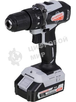 Дрель-шуруповерт ИНТЕРСКОЛ ДАУ-13/18ВК, 18 В, 1,5 Ач, 45 Нм, щеточный, ударный
