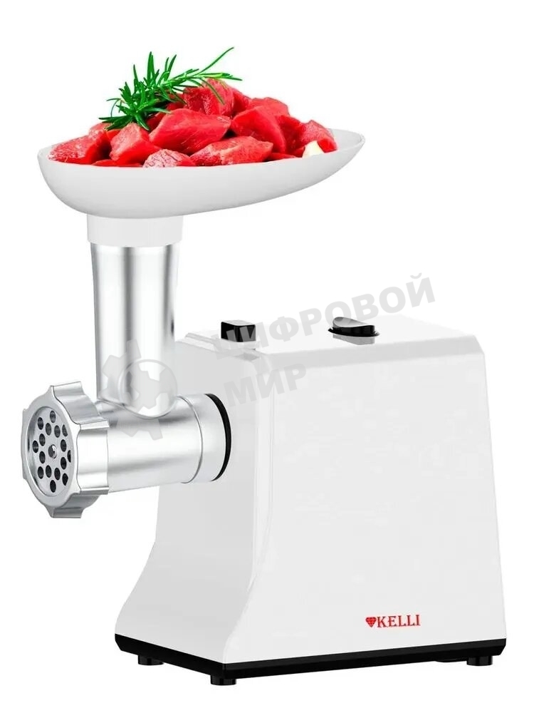 Мясорубка электрическая Kelli KL-5008 белый, 2600 Вт, 1.5 кг/мин, реверс, защита от перегрузки, насадки - 2