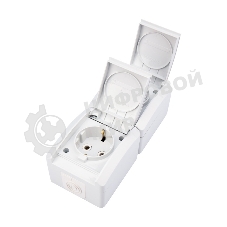 Блок вертикальный 2 розетки Kranz INDUSTRIAL IP54 с заземлением, о/у, белый