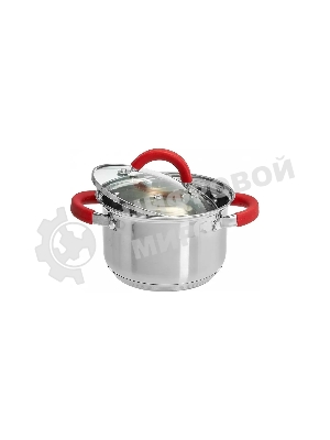 Кастрюля WEBBER BE-340/2 2,2 л, 16 см, нержавеющая сталь, индукция, со стеклянной крышкой