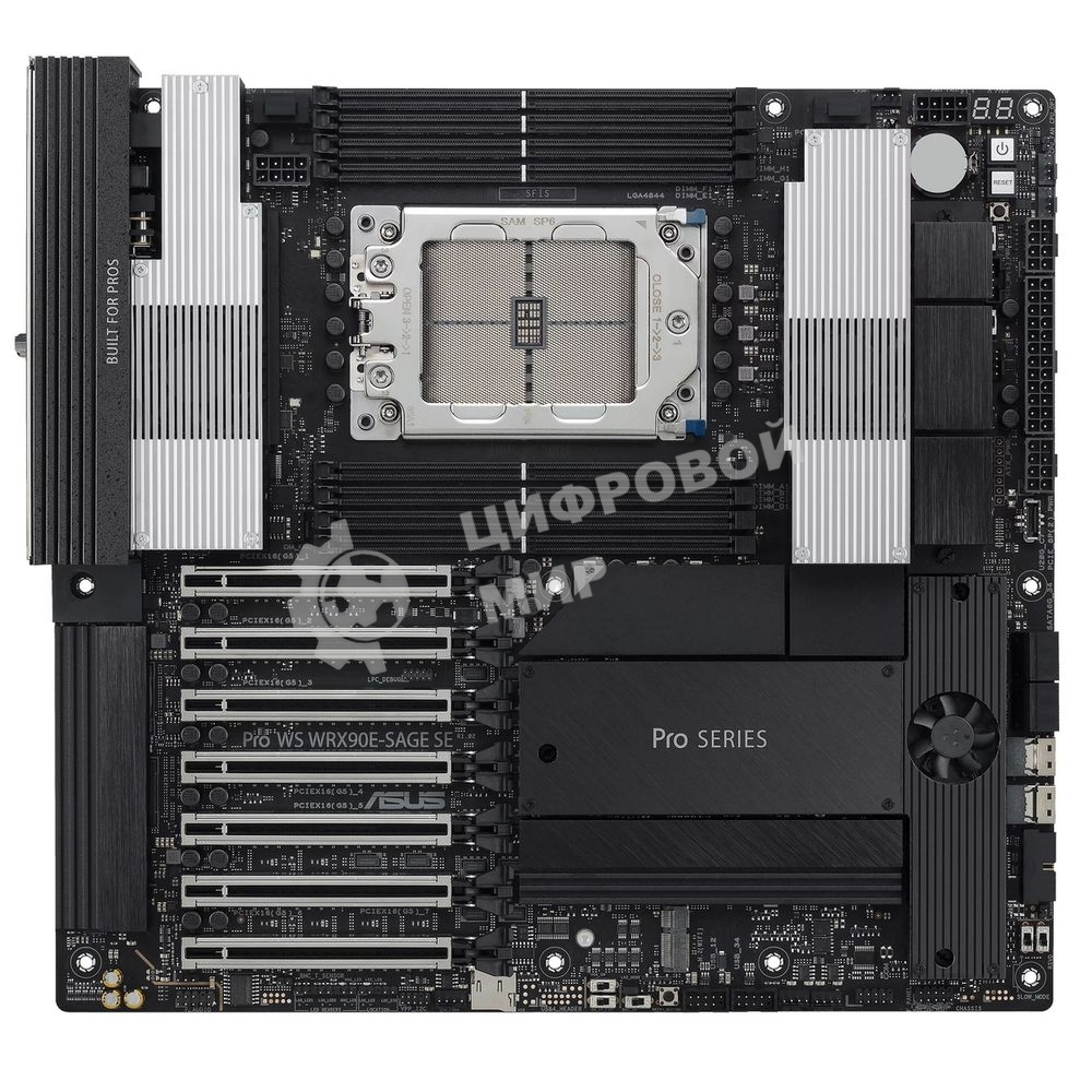 Материнская плата ASUS Pro WS WRX90E-SAGE SE, sTR5, AMD WRX90, 8xDDR5, 4xSATA, 4xM.2, 6xPCI-E 5.0 x16, 1xPCI-E 5.0 x8, 1xVGA, 2xMiniDP, 3x 10Gb LAN, 6xUSB-A 3.2 Gen 2, 1xUSB-A 2.0, 2xUSB-C USB4, 2x3.5 мм, 5.1, SSI EEB