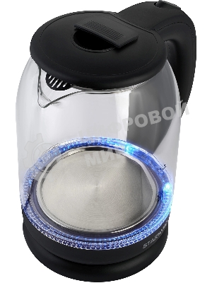 Чайник электрический Starwind SKG1779 1.8 л, 1700 Вт, прозрачный/черный корпус: стекло