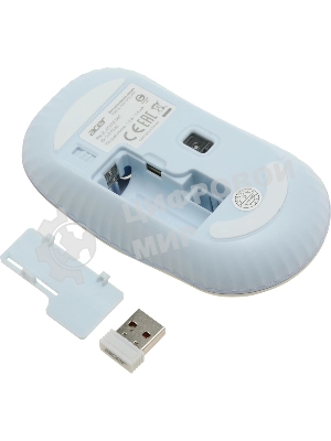 Комплект клавиатура + мышь Acer OCC205 беспроводной USB, 1200 dpi, белый/голубой