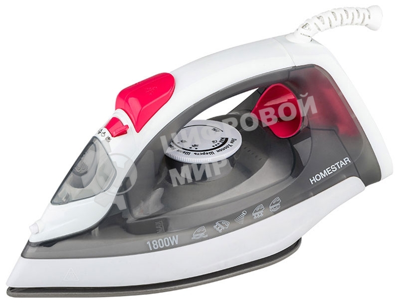 Утюг HomeStar HS-4012 серый/белый, 1800 Вт, 100 г/мин, 190 мл