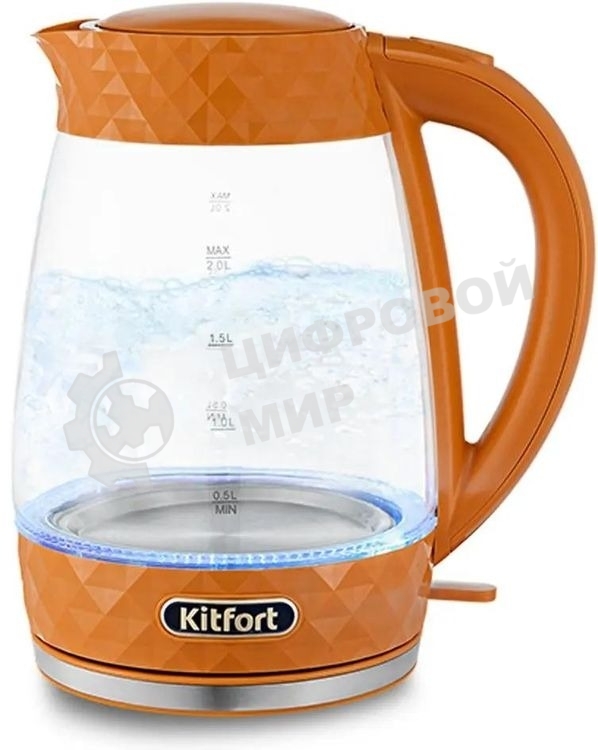Чайник электрический Kitfort KT-6123-4 2л. 2200Вт оранжевый (корпус: стекло)