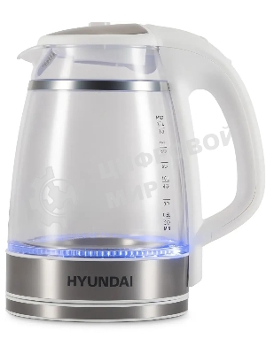 Чайник электрический Hyundai HYK-G3506 1.7л. 2200Вт белый/серебристый корпус: стекло