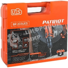 Дрель-шуруповерт Patriot BR 203UES, 20 В, 2 Ач, 30 Нм, щеточный