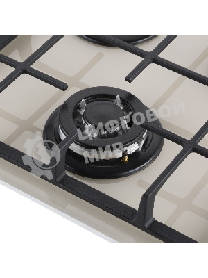Газовая варочная панель Maunfeld EGHG.43.33CBG/G газ, ширина 45 см, 3 конфорки, WOK, чугунные решетки, газ-контроль, электроподжиг, бежевый
