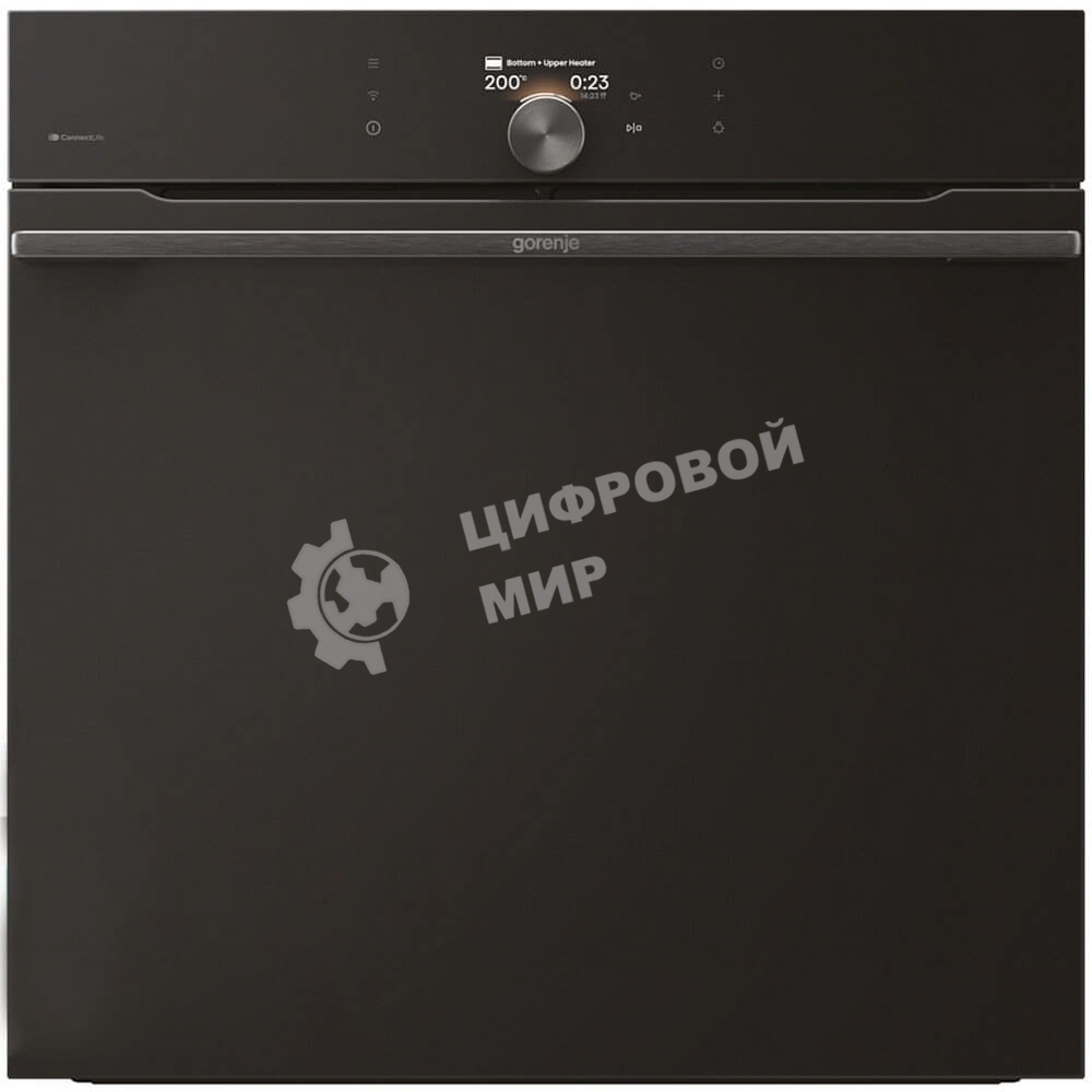 Встраиваемая электрическая духовка Gorenje BP6138B, объем 77 л, макс. температура 320 градусов, сенсорное/поворотное управление, Wi-Fi, пиролитическая очистка, телескопические направляющие на одном уровне, термощуп, AirFry, автоматические программы, динамическая система охлаждения, многоуровневое приготовление, PerfectGrill, энергоэффективность А+, черный