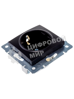 Механизм розетки 1-м СП KARINA термопласт с заземл. черный бархат LEZARD 707-4288-122B