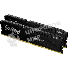 Оперативная память Kingston Fury Beast, DDR5, 32GB (2x16GB), 5600MHz, CL36, DIMM, с радиаторами, черный
