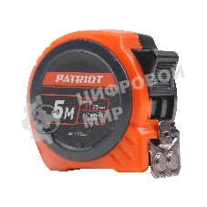 Рулетка PATRIOT MTP-5-25, магнит, 2сторон.зацеп, антиблик.нейлон.покрытие, крупн.шрифт, двусторон.белая лента, 5м*25 мм