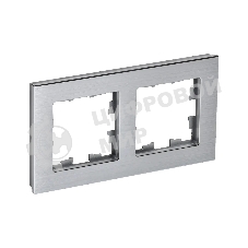 Рамка 2-местная IEK BRITE РУ-2-1-БрА металл алюминий