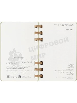 Еженедельник Moleskine ACADEMIC SPIRAL DHSPK5212AMWH3 Large 150х210 мм 200 стр. кремовые страницы спираль киви