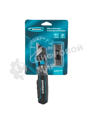 Нож-скребок складной Gross 78891, 19 мм, сменное лезвие, SK2, 5 запас. лезвий, алюмин. корпус, клипса