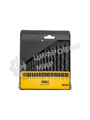 Набор ручного инструмента Deli Набор сверл по металлу HSS (1-10мм, 19 шт) Deli DH-MHZ019-ED1 пластиковый кейс
