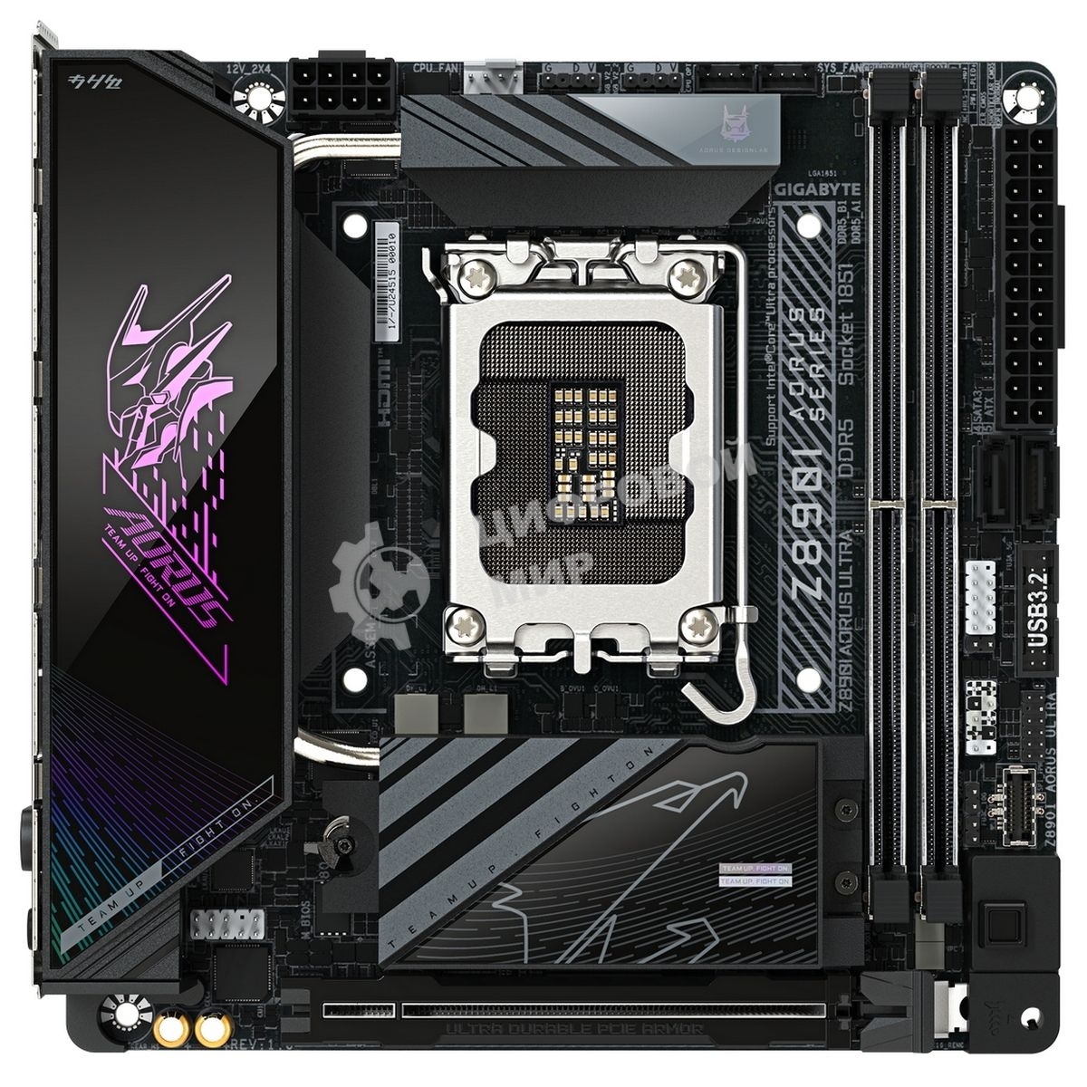 Материнская плата Gigabyte Z890I AORUS ULTRA, LGA 1851, Intel Z890, 2xDDR5, 2xSATA, 2xM.2, 1xPCIe 5.0 x16, 1xDP, 1xHDMI, 1xUSB-C, 1x Thunderbolt 4, 1x 2.5Gb LAN, 2xUSB-A 3.2 Gen 1, 3xUSB-A 3.2 Gen 2, 2x3.5 мм, TOSLINK, 7.1, 1xUSB4, Mini-ITX
