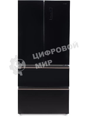Холодильник Hyundai CM55043F черный стекло трехкамерный, 354/186, морозилка снизу, No Frost, Side by Side