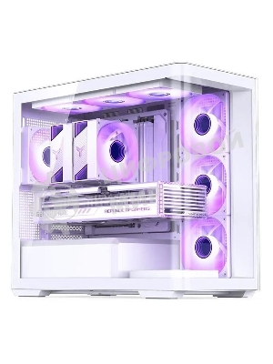 Корпус без блока питания JONSBO D300, Mini-Tower, TG, no fan, 2xUSB-A 3.2 + 1xUSB-C 3.2, mATX, mITX White