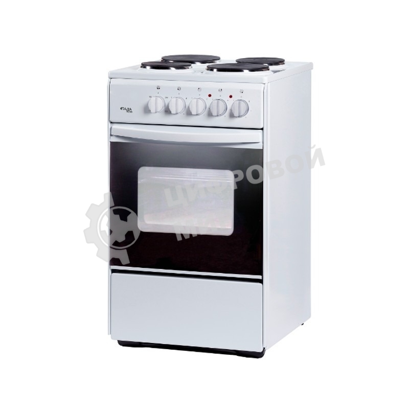 Плита электрическая Лада Nova AE 14027 W белый, конфорок 4 электрических, духовка 50 л, 50 см x 85 см x 60 см