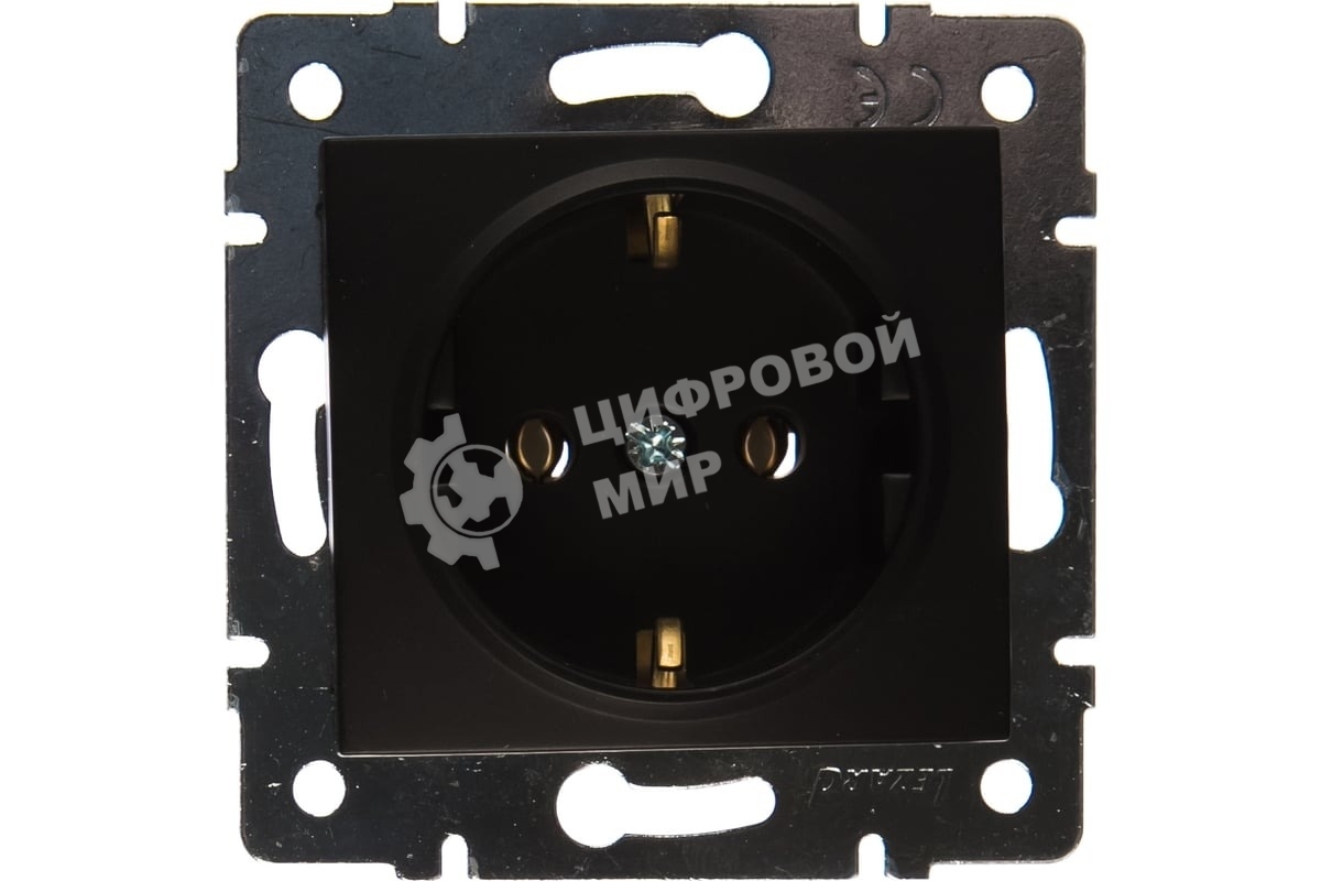 Механизм розетки 1-м СП KARINA защ. шторки с заземл. термопласт черный бархат LEZARD 707-4288-124B