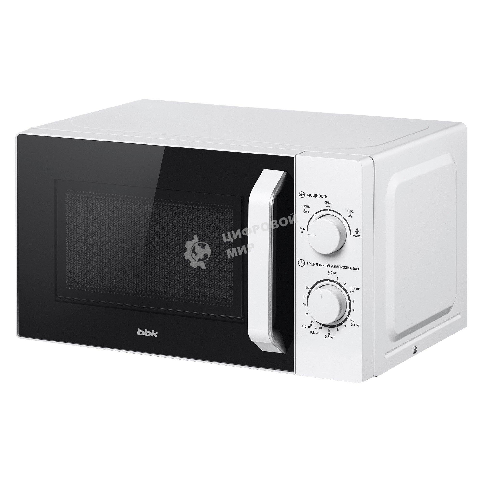 Микроволновая печь BBK 20MWS-761M/W белый, 20 л, 700 Вт, переключатели - поворотный механизм